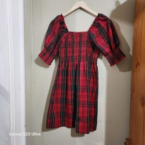 Nicole Miller Red Plaid Casual Dress